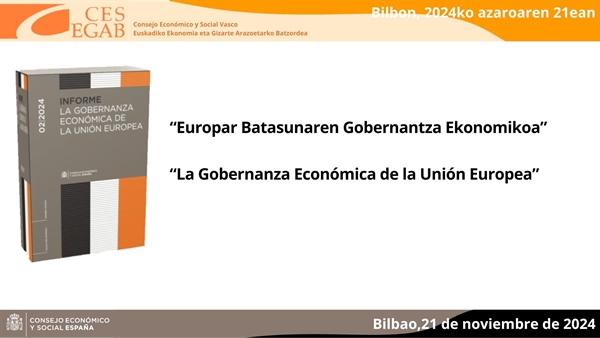 Euskadiko EGAB-ek jardunaldi bat antolatu du Espainiako CES-arekin lankidetzan, Europar Batasuneko Gobernantzari buruzko txosten bat aurkezteko